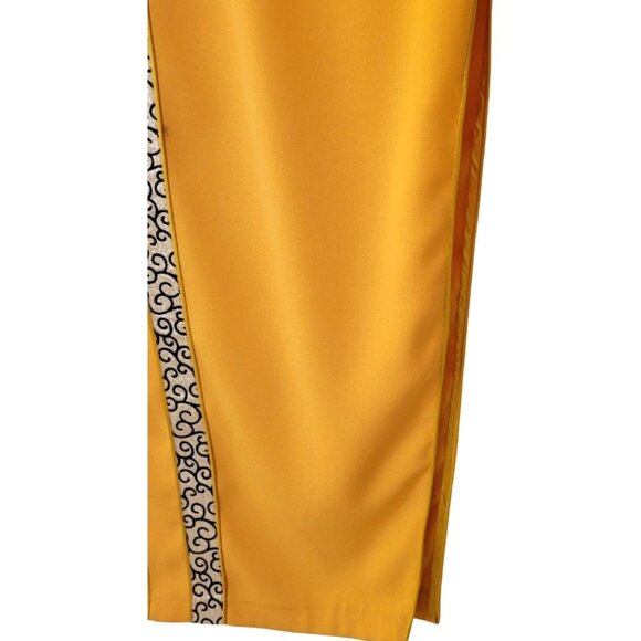 Golden Brocade Mandarin Qipao Dress – Elegant Cheongsam style Formal Wear - Picture 10 of 12